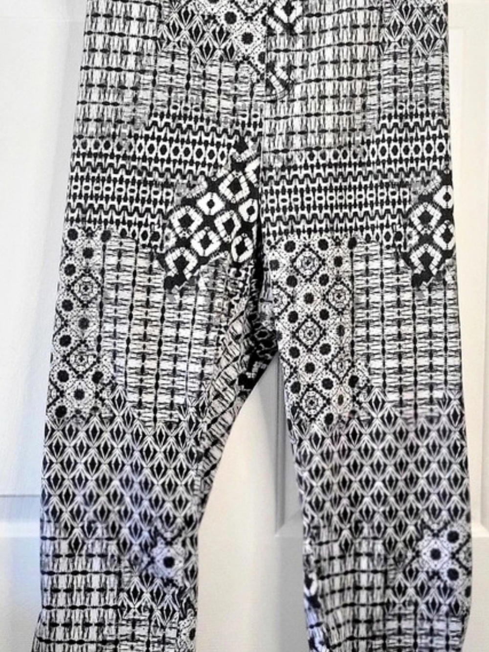 Terra & Sky Black White Geometric Print Pull On Pants Size 3X